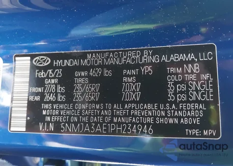 2023 Hyundai Tucson Se from USA, damaged, VIN 5NMJA3AE1PH234946